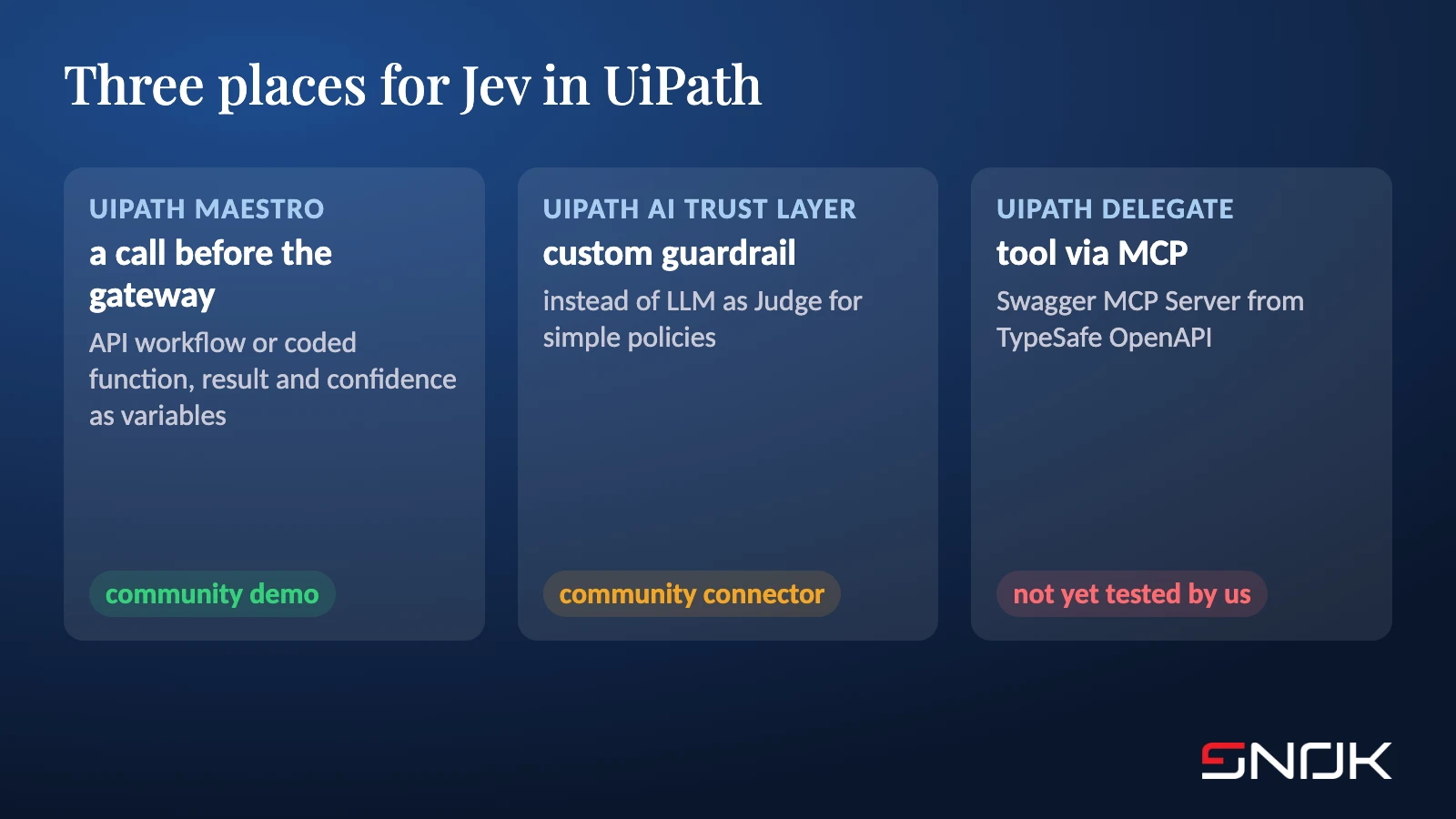Three places for Jev in UiPath: Maestro, AI Trust Layer and Delegate