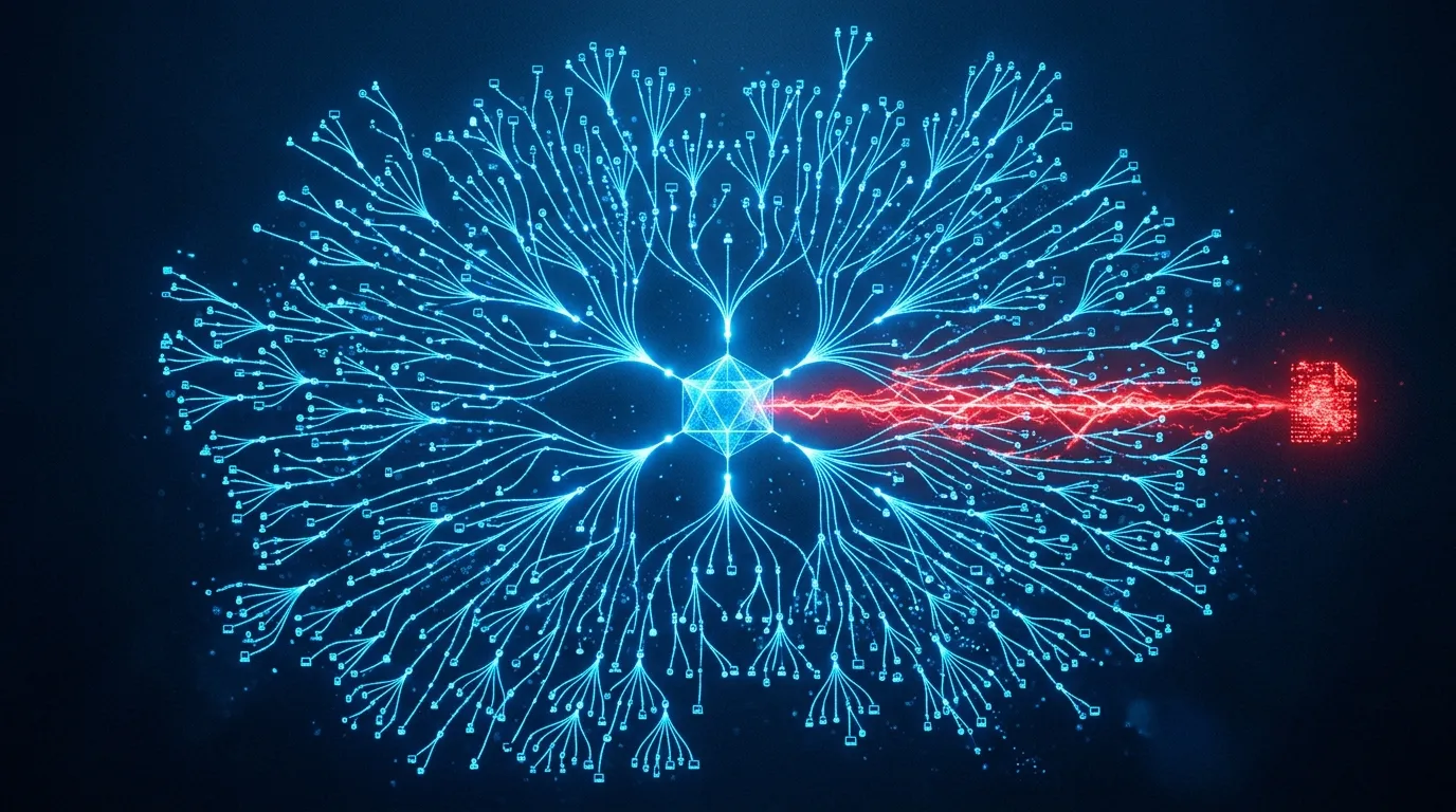 Visualisation of an AI script mapping Active Directory - SNOK Aurora style