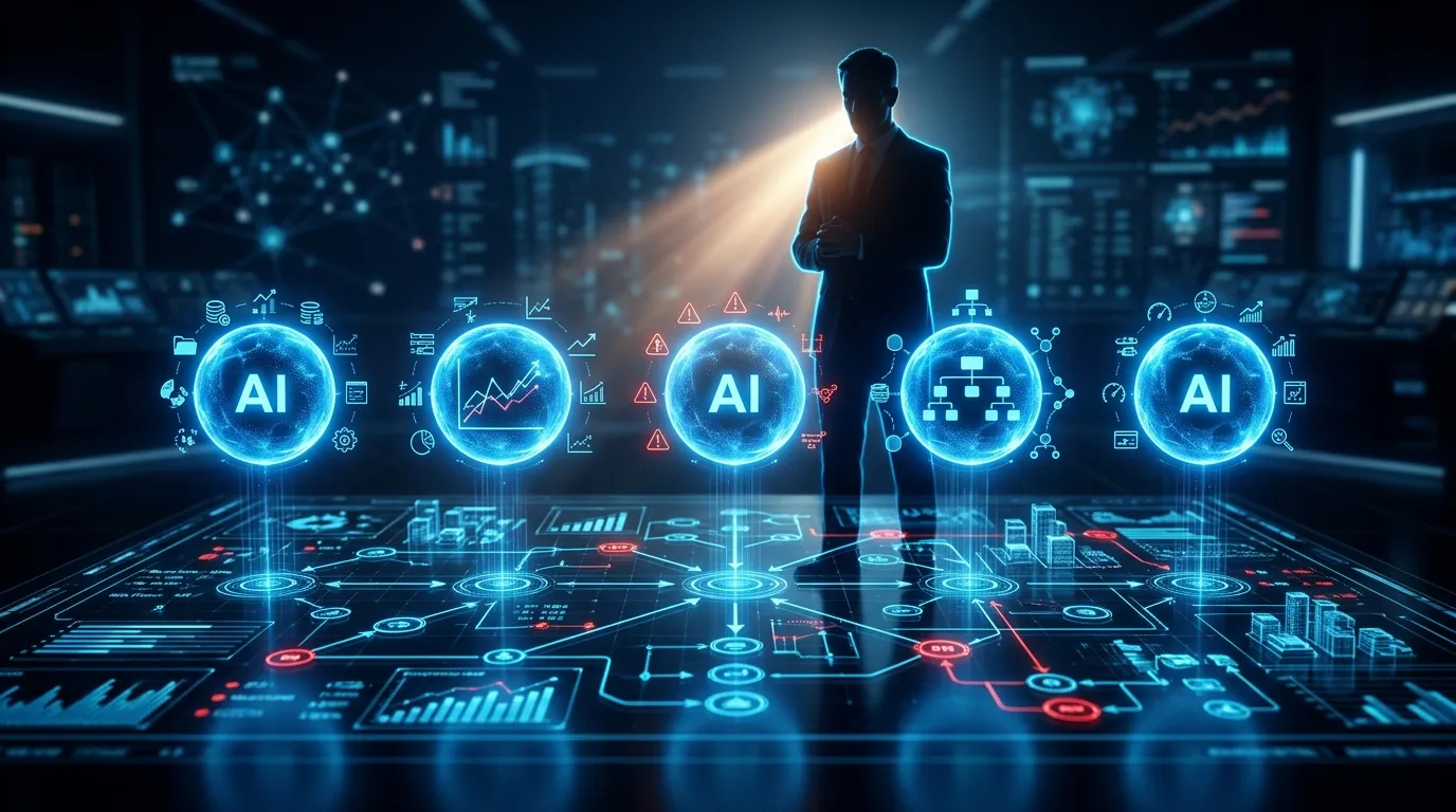 Visualisation of AI agents supporting SAP transformation - SNOK Aurora style